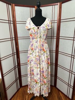 Tracy Evans White Maxi Dress with Pink, Purple & Orange Floral Print